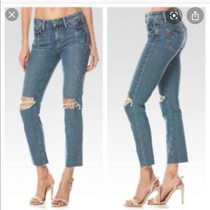Paige Jaqueline Straigh Crop raw hem jeans
